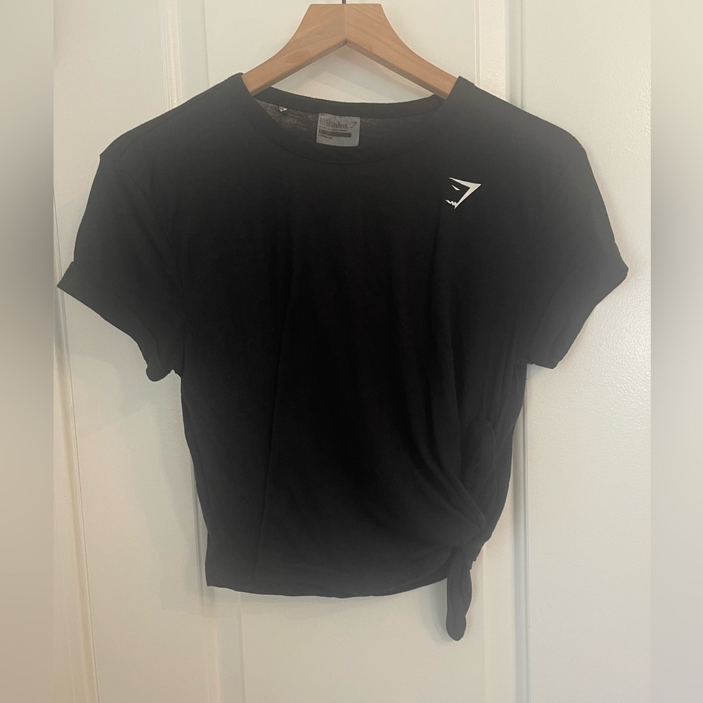 Gymshark Black short sleeved tee with side tie